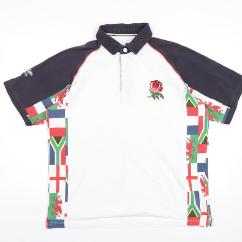 Cotton Traders Mens Multicoloured Cotton Polo Size L Collared Button - Rugby