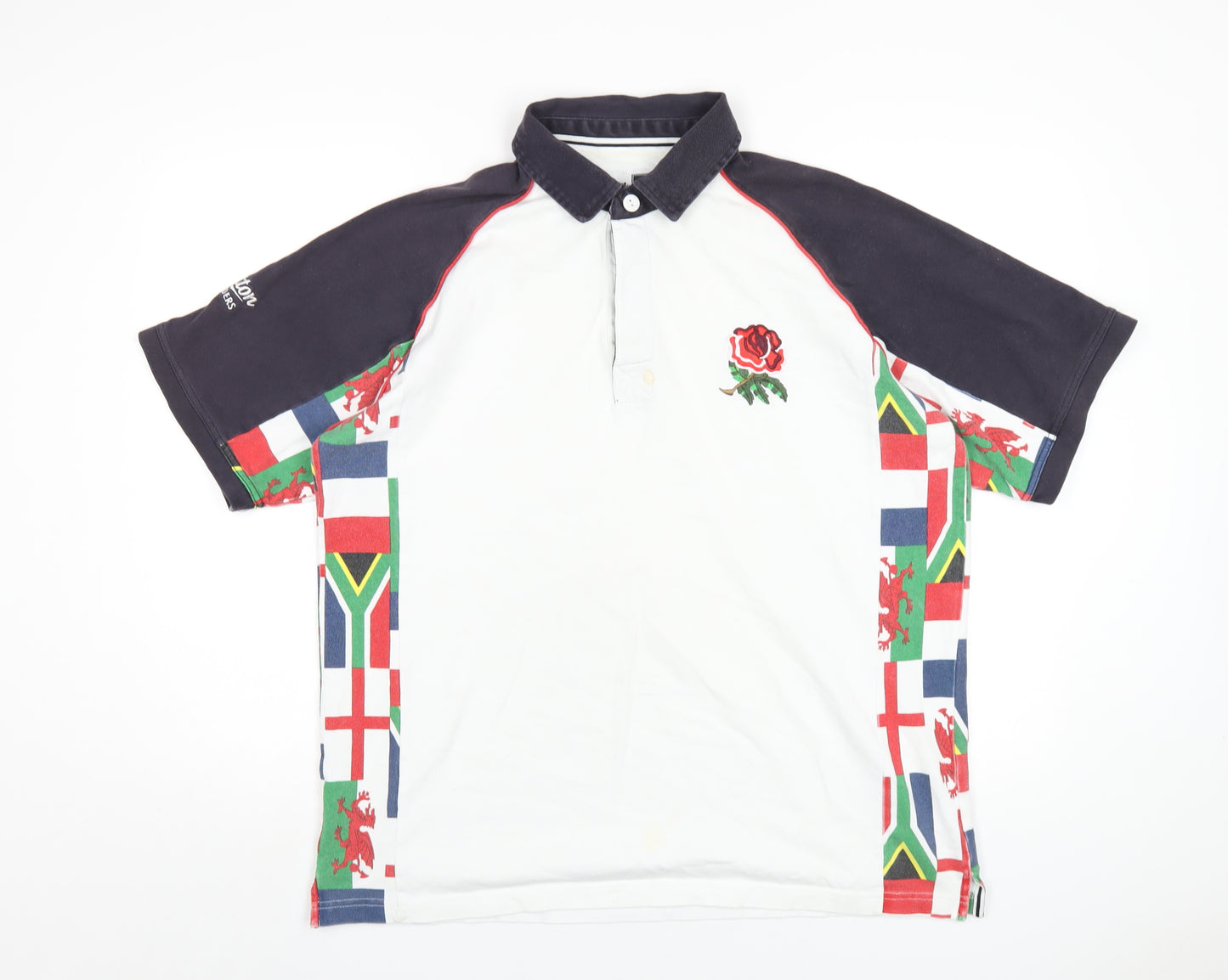 Cotton Traders Mens Multicoloured Cotton Polo Size L Collared Button - Rugby