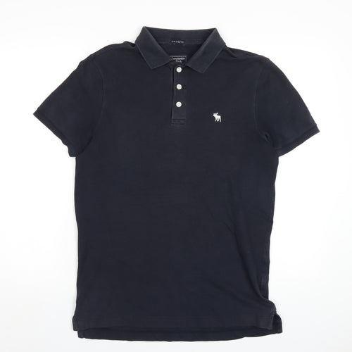 Abercrombie & Fitch Mens Blue Cotton Polo Size M Collared Button