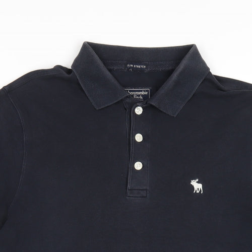 Abercrombie & Fitch Mens Blue Cotton Polo Size M Collared Button