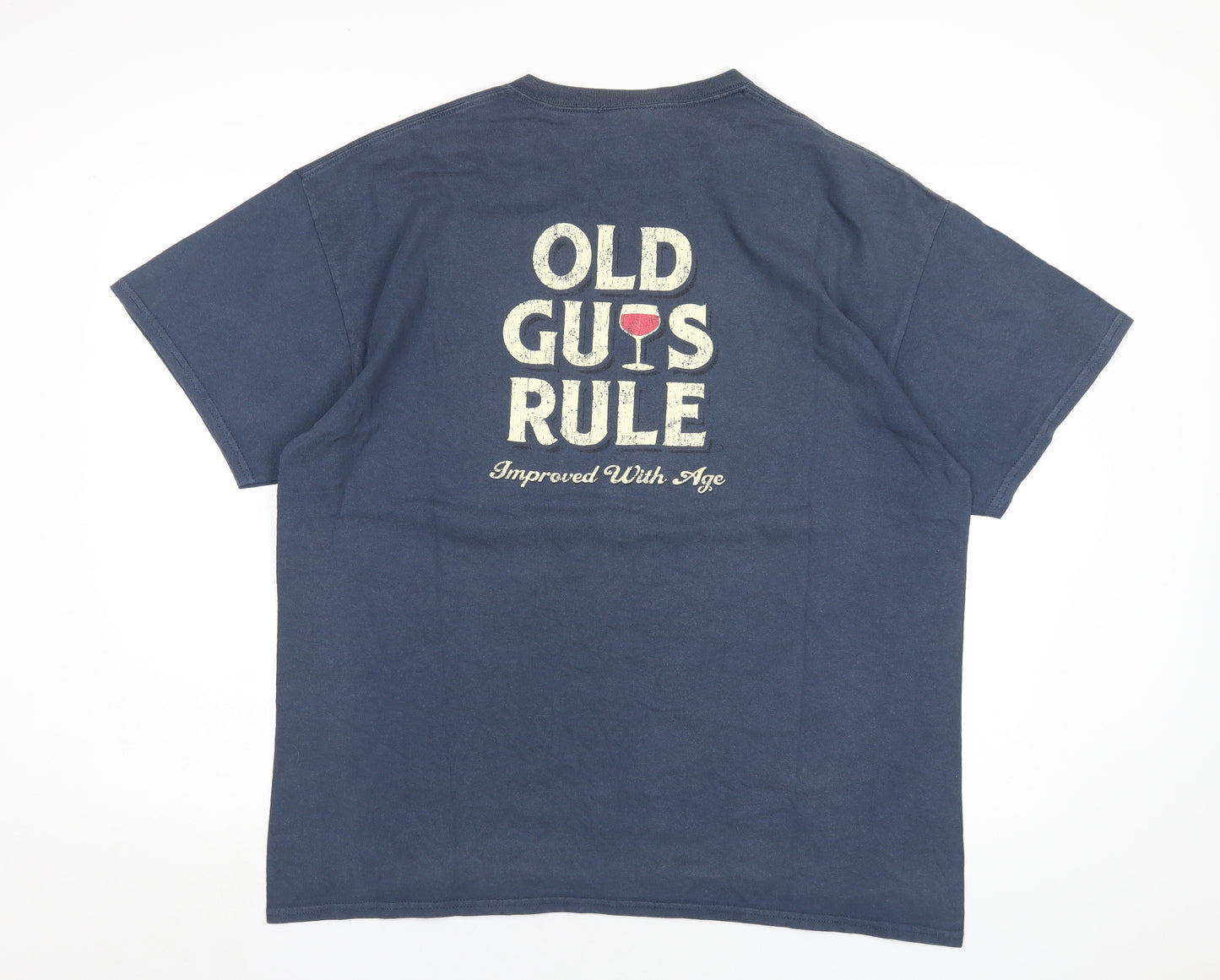 Old Guys Rule Mens Blue Cotton T-Shirt Size XL Round Neck