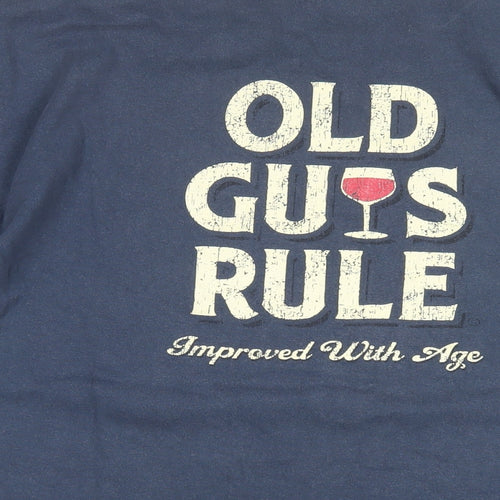 Old Guys Rule Mens Blue Cotton T-Shirt Size XL Round Neck