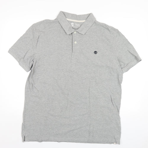 Timberland Mens Grey Cotton Polo Size 2XL Collared Button