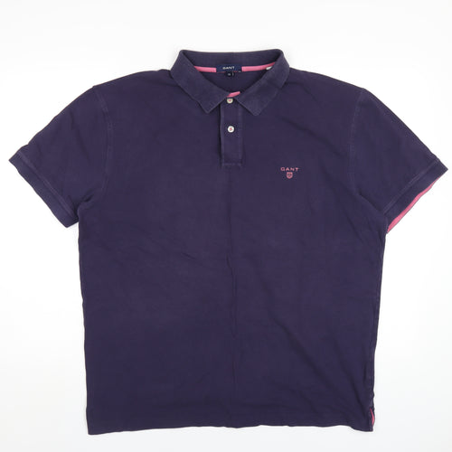 GANT Mens Purple Cotton Polo Size 2XL Collared Button