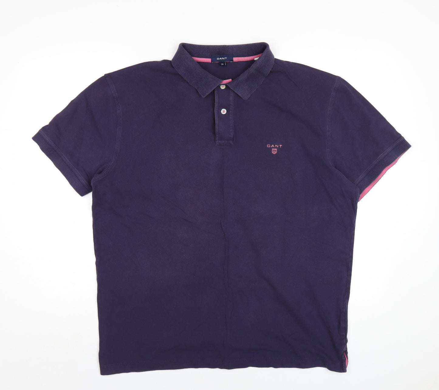 GANT Mens Purple Cotton Polo Size 2XL Collared Button