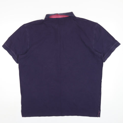 GANT Mens Purple Cotton Polo Size 2XL Collared Button