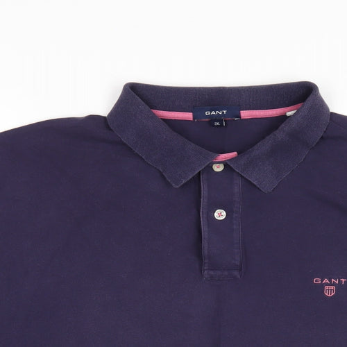 GANT Mens Purple Cotton Polo Size 2XL Collared Button