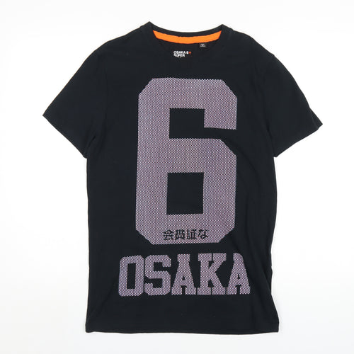 Superdry Mens Black Cotton T-Shirt Size S Round Neck - Osaka