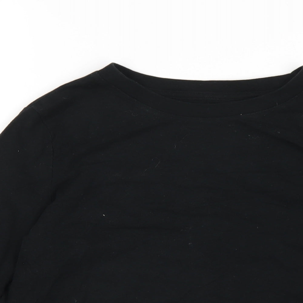 Gap Womens Black Cotton Basic T-Shirt Size S Round Neck