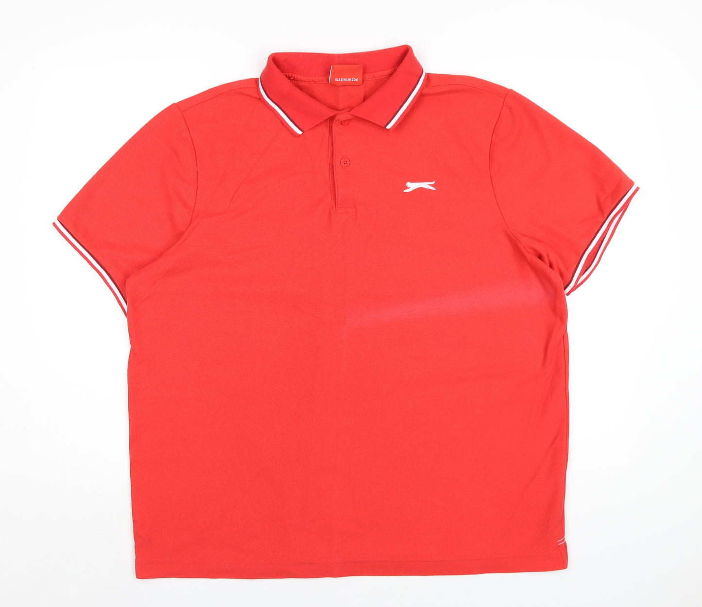 Slazenger Mens Red Polyester Polo Size XL Collared Button