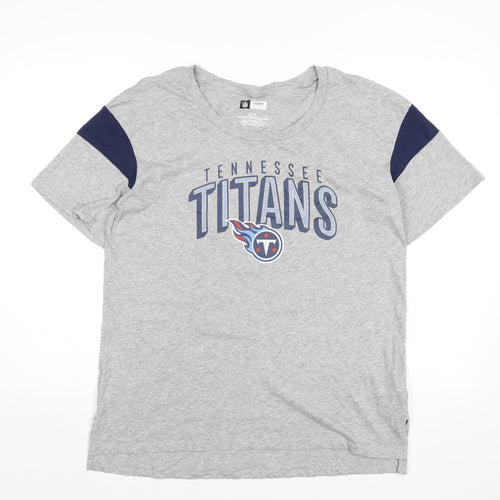 NFL Mens Grey Cotton T-Shirt Size L Round Neck - Tennessee Titans