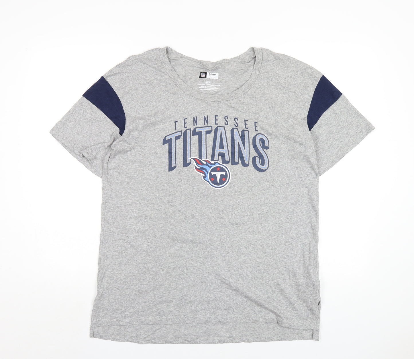 NFL Mens Grey Cotton T-Shirt Size L Round Neck - Tennessee Titans