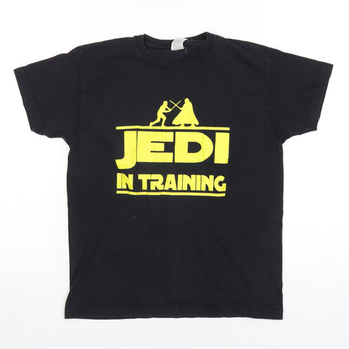 Star Wars Boys Black Cotton Basic T-Shirt Size 9-10 Years Round Neck Pullover - Jedi inTraining