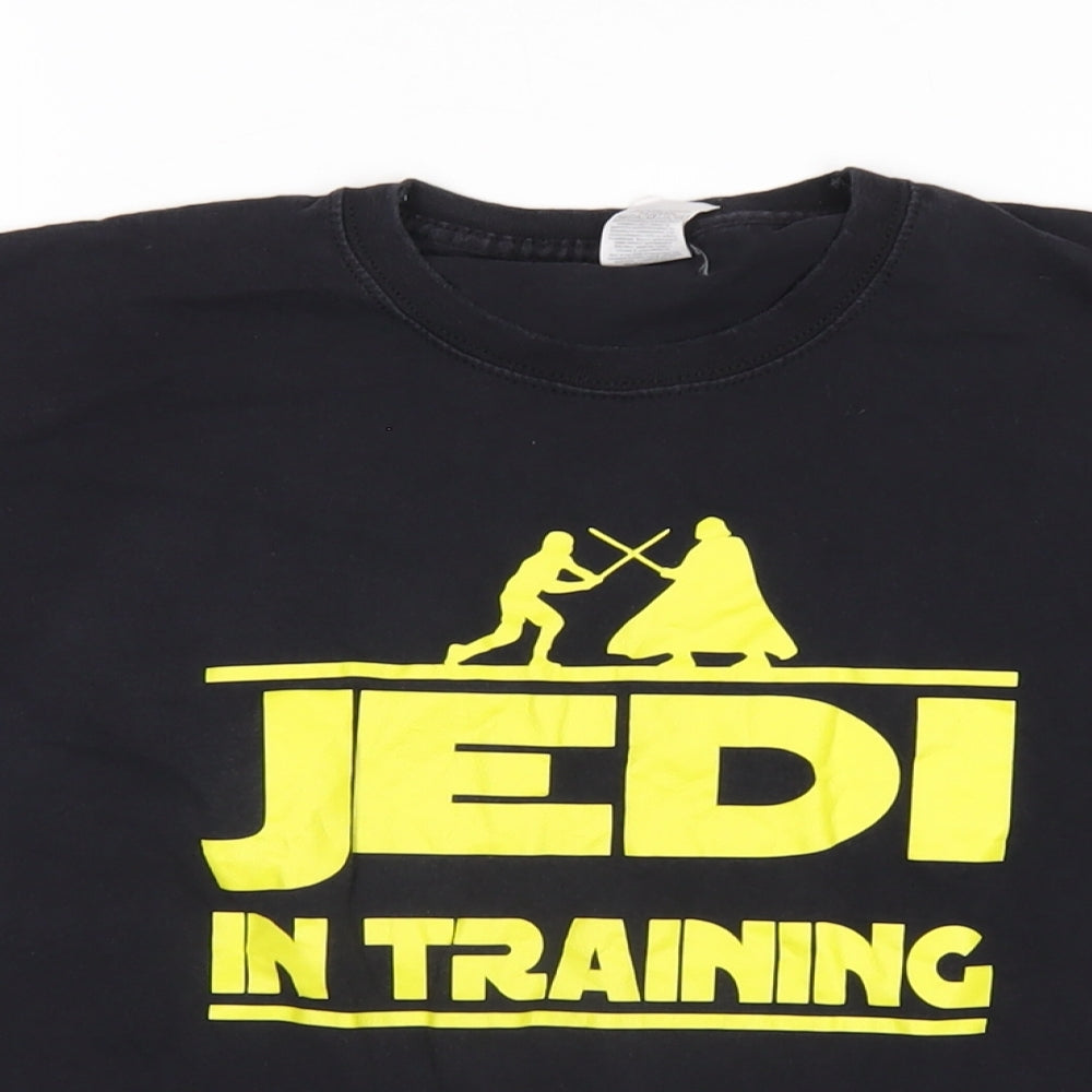 Star Wars Boys Black Cotton Basic T-Shirt Size 9-10 Years Round Neck Pullover - Jedi inTraining