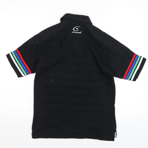 Live for Rugby Boys Black Cotton Basic Polo Size 9-10 Years Collared Button - Rugby Nations