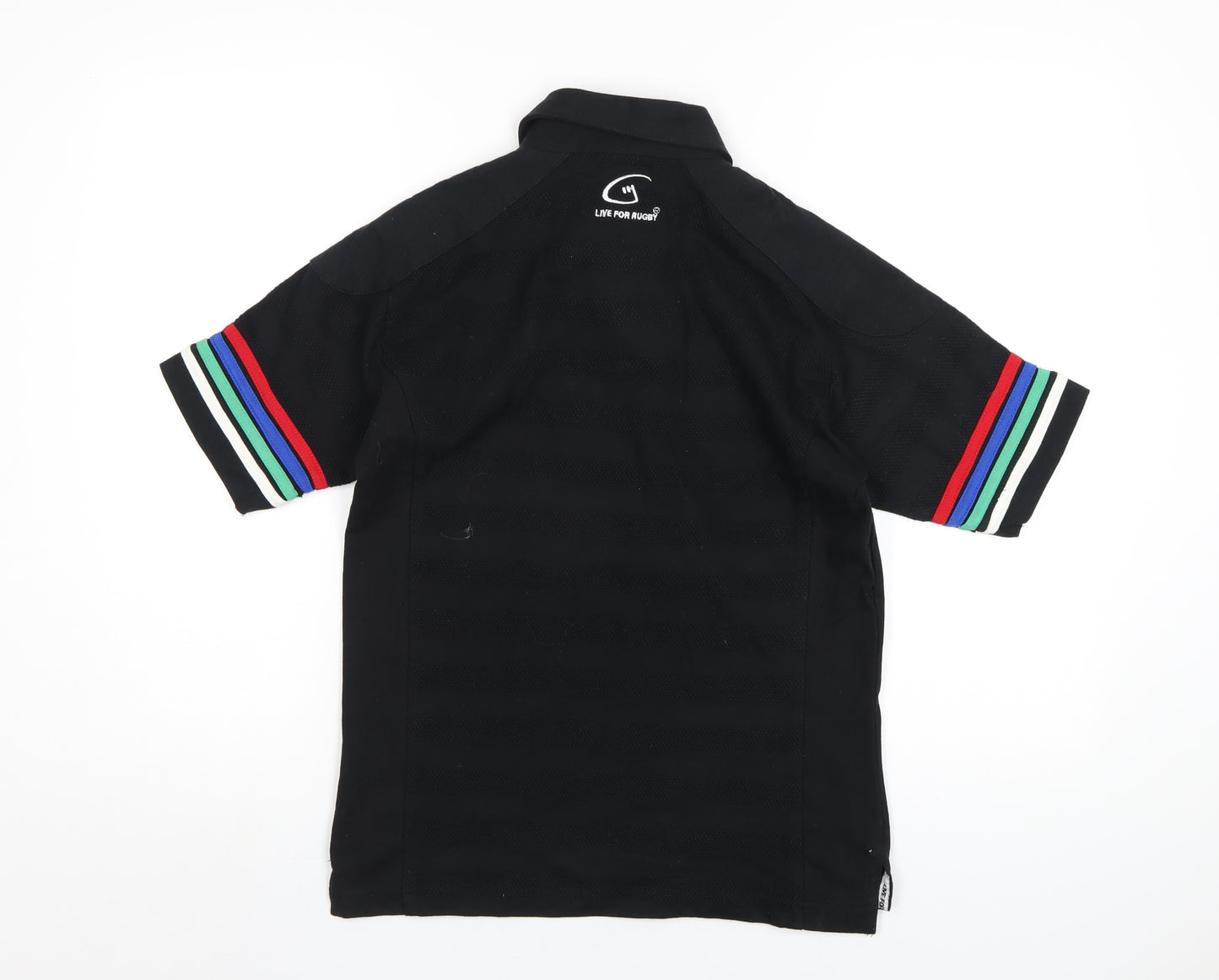 Live for Rugby Boys Black Cotton Basic Polo Size 9-10 Years Collared Button - Rugby Nations