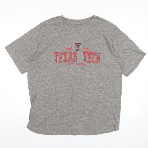 Texas Tech Mens Grey Cotton T-Shirt Size XL Round Neck - Texas Tech Red Raiders