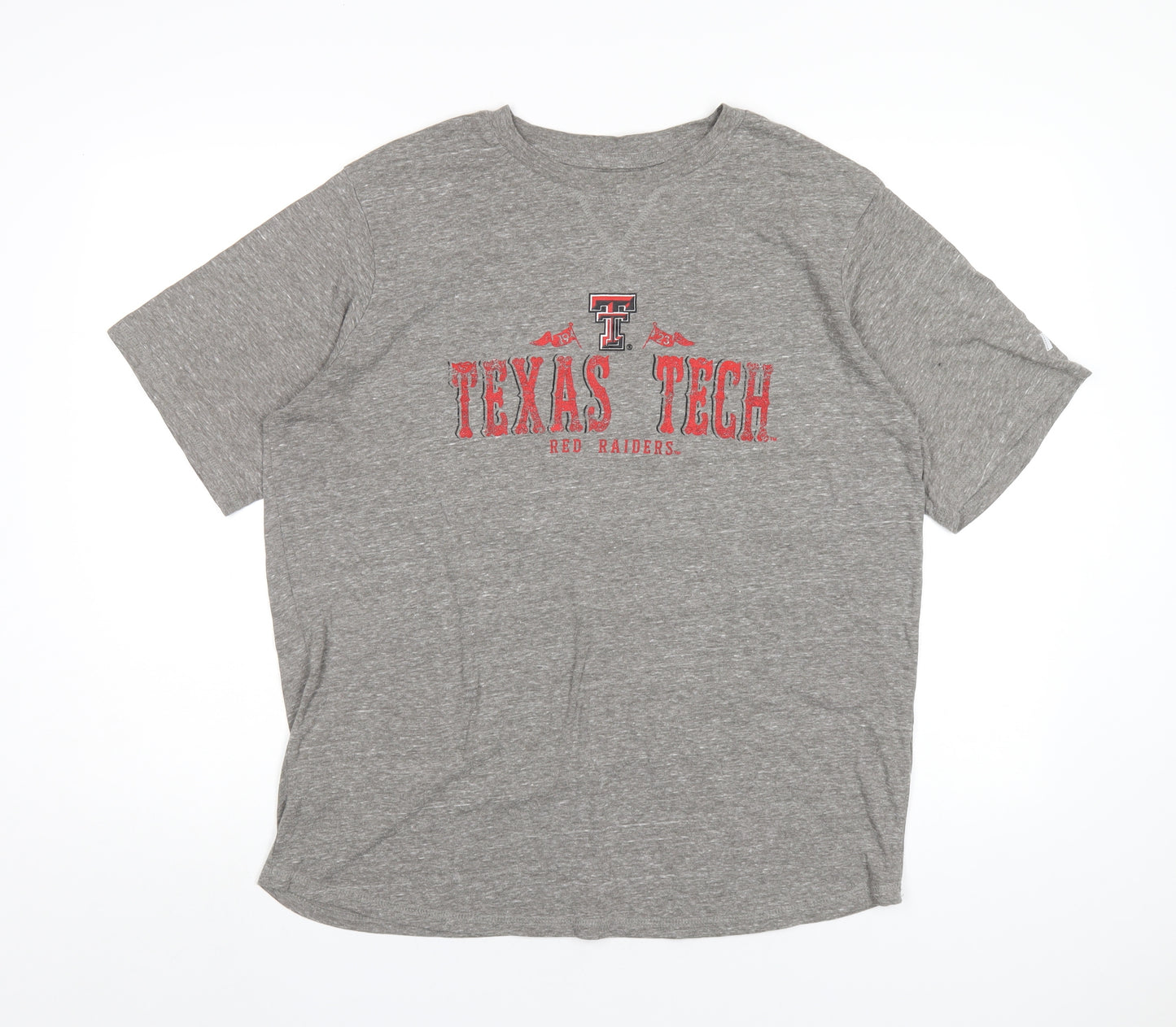 Texas Tech Mens Grey Cotton T-Shirt Size XL Round Neck - Texas Tech Red Raiders