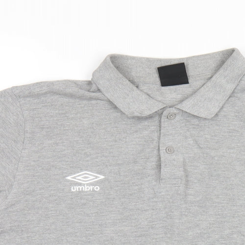 Umbro Mens Grey Cotton Polo Size XL Collared Button