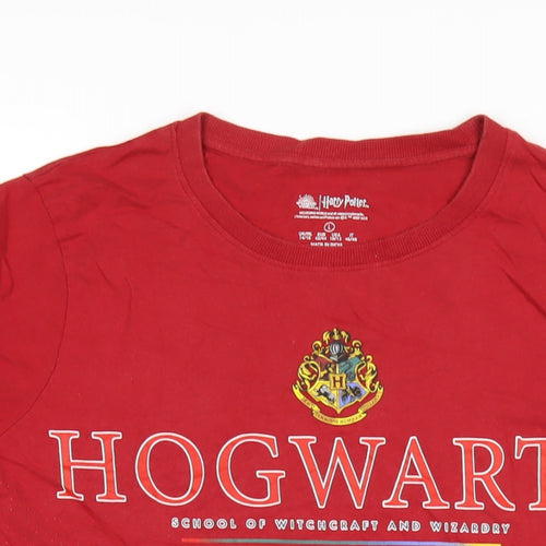 Harry Potter Womens Red Cotton Basic T-Shirt Size 14 Round Neck - Hogwarts