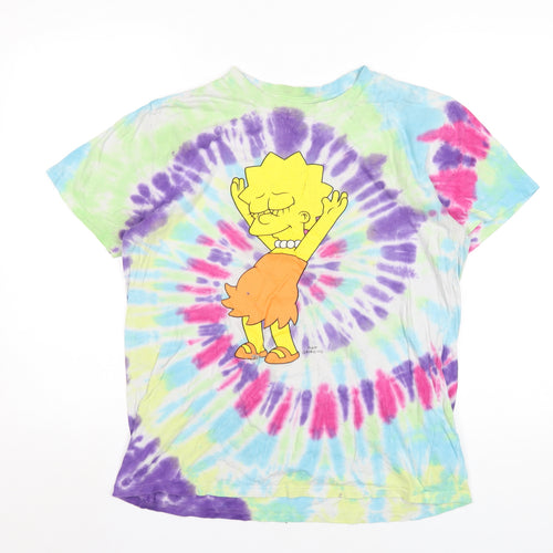 The Simpsons Womens Multicoloured Cotton Basic T-Shirt Size M Round Neck - Lisa Simpson Tie Dye