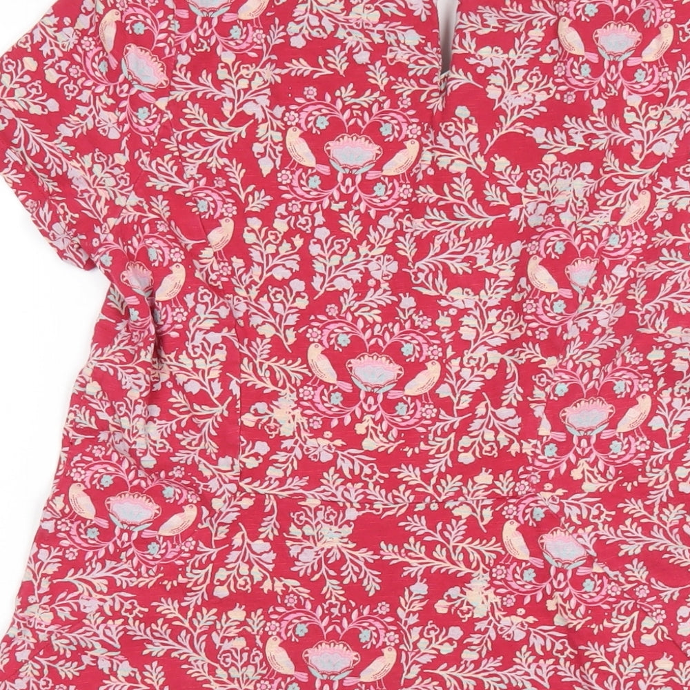 White Stuff Womens Pink Geometric Cotton A-Line Size 10 Round Neck Button