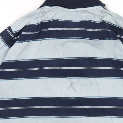 Store Twenty One Mens Blue Striped Cotton Polo Size S Collared Button