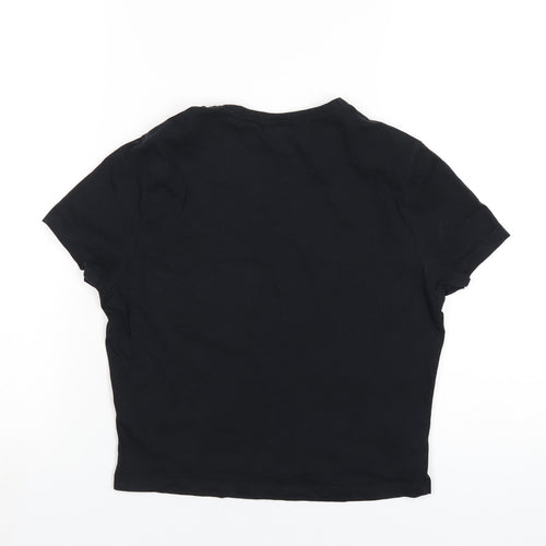 COLLUSION Womens Black Cotton Basic T-Shirt Size 12 Round Neck