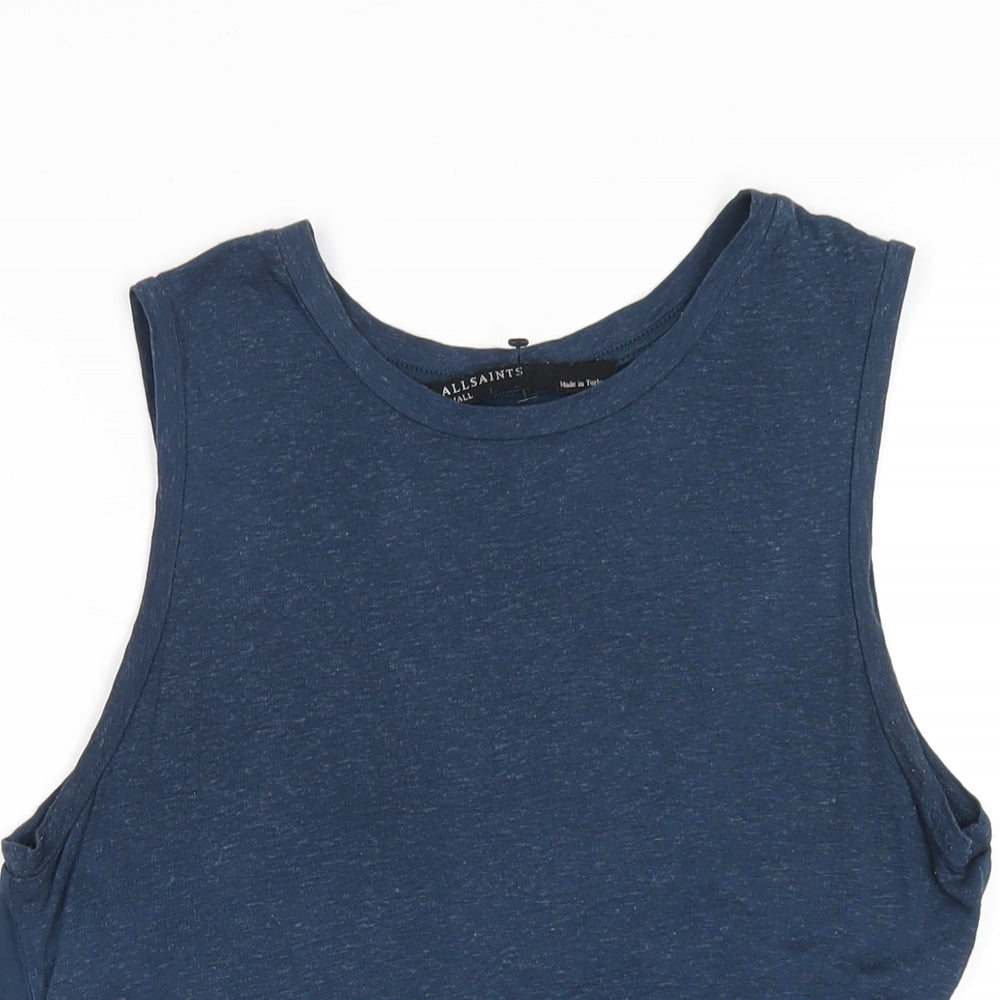 AllSaints Womens Blue Modal Basic Tank Size S Scoop Neck