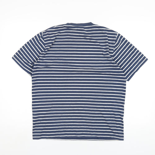 Carhartt Mens Blue Striped Cotton T-Shirt Size M Round Neck