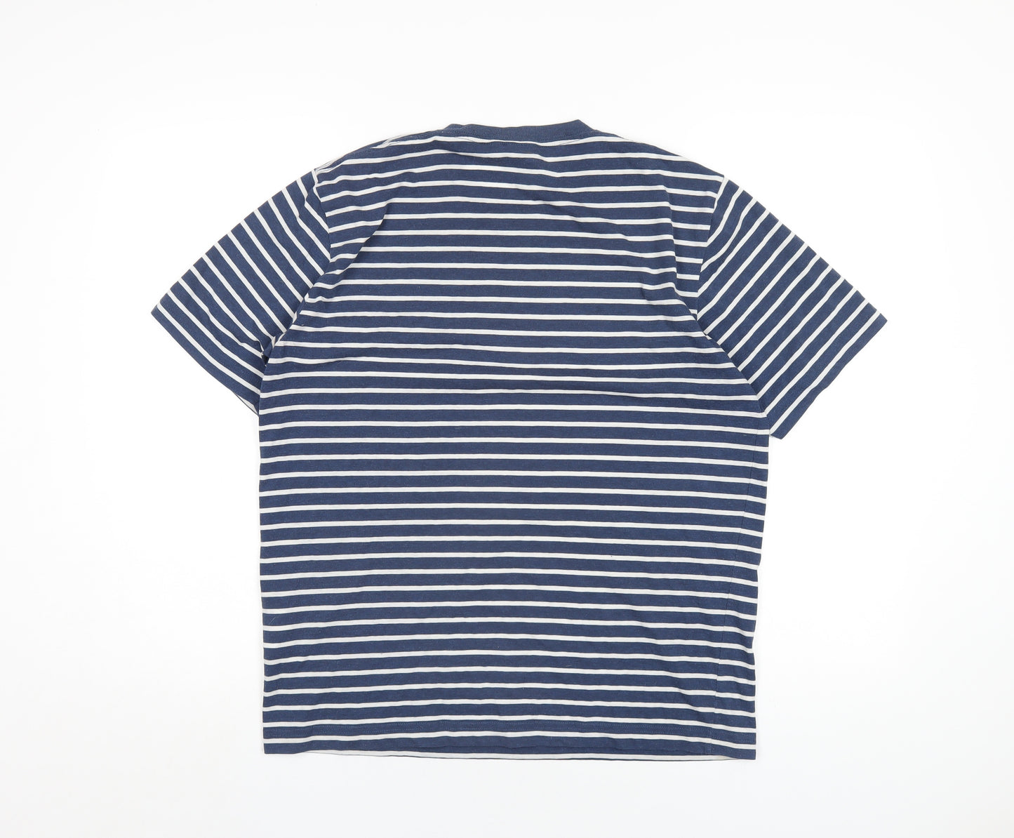 Carhartt Mens Blue Striped Cotton T-Shirt Size M Round Neck