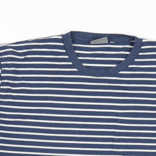 Carhartt Mens Blue Striped Cotton T-Shirt Size M Round Neck