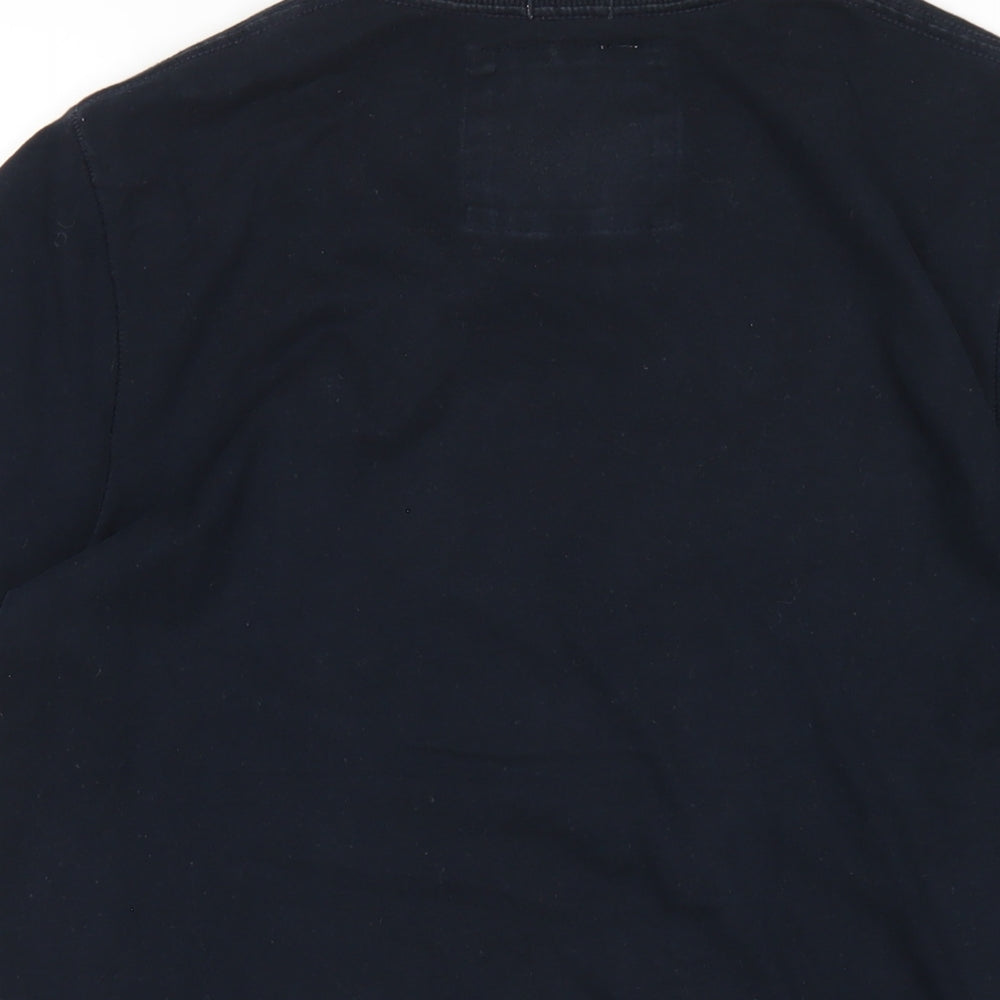 Abercrombie & Fitch Mens Blue Cotton T-Shirt Size L Round Neck - Embroidered Logo