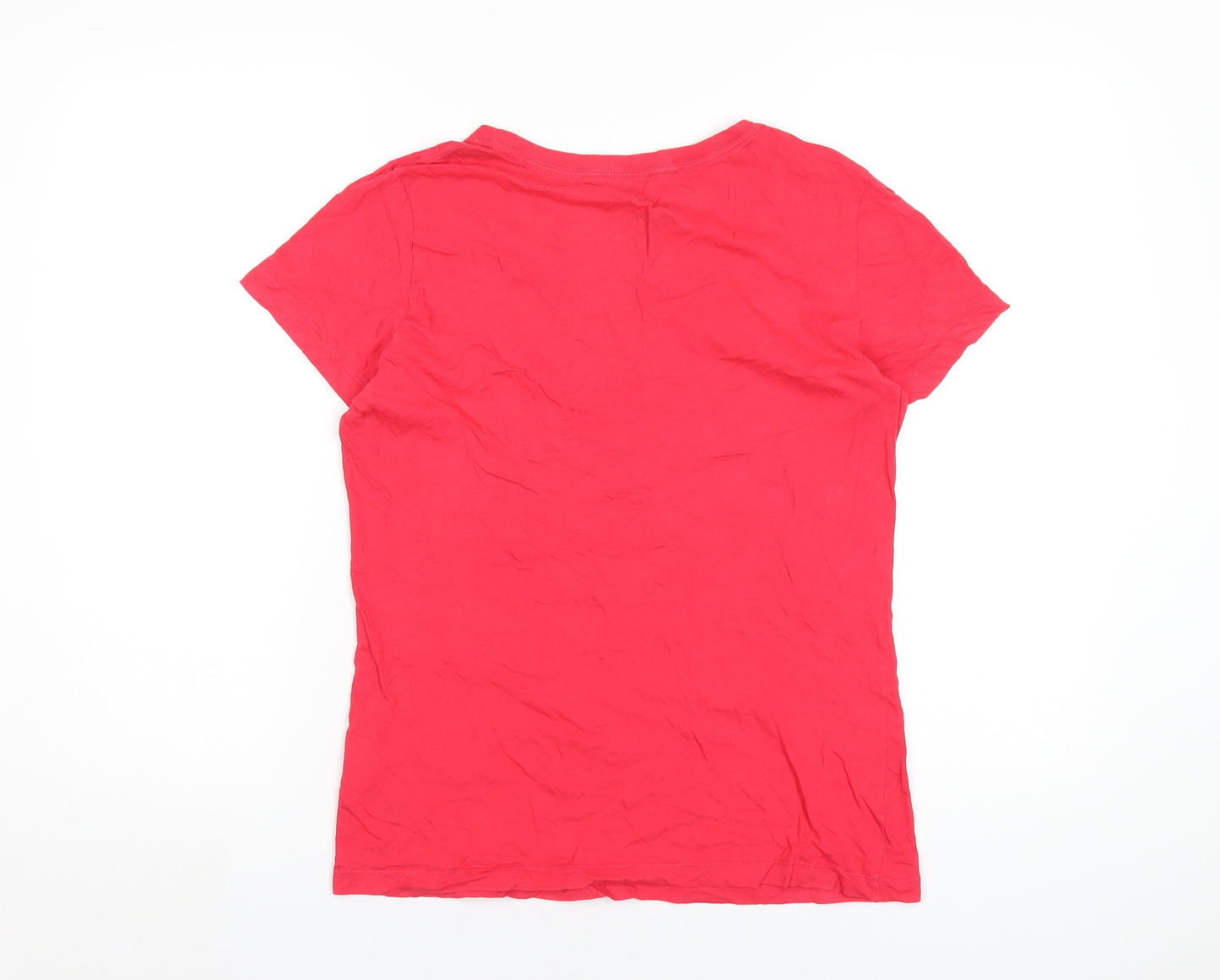 Nike Womens Pink Cotton Basic T-Shirt Size L V-Neck