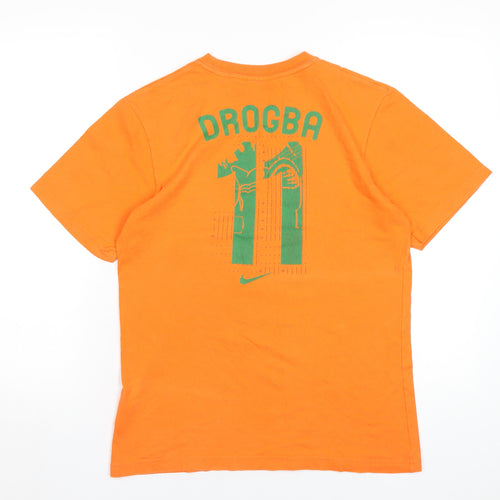 Nike Mens Orange Cotton T-Shirt Size S Round Neck - Cote D'Ivoire Drogba