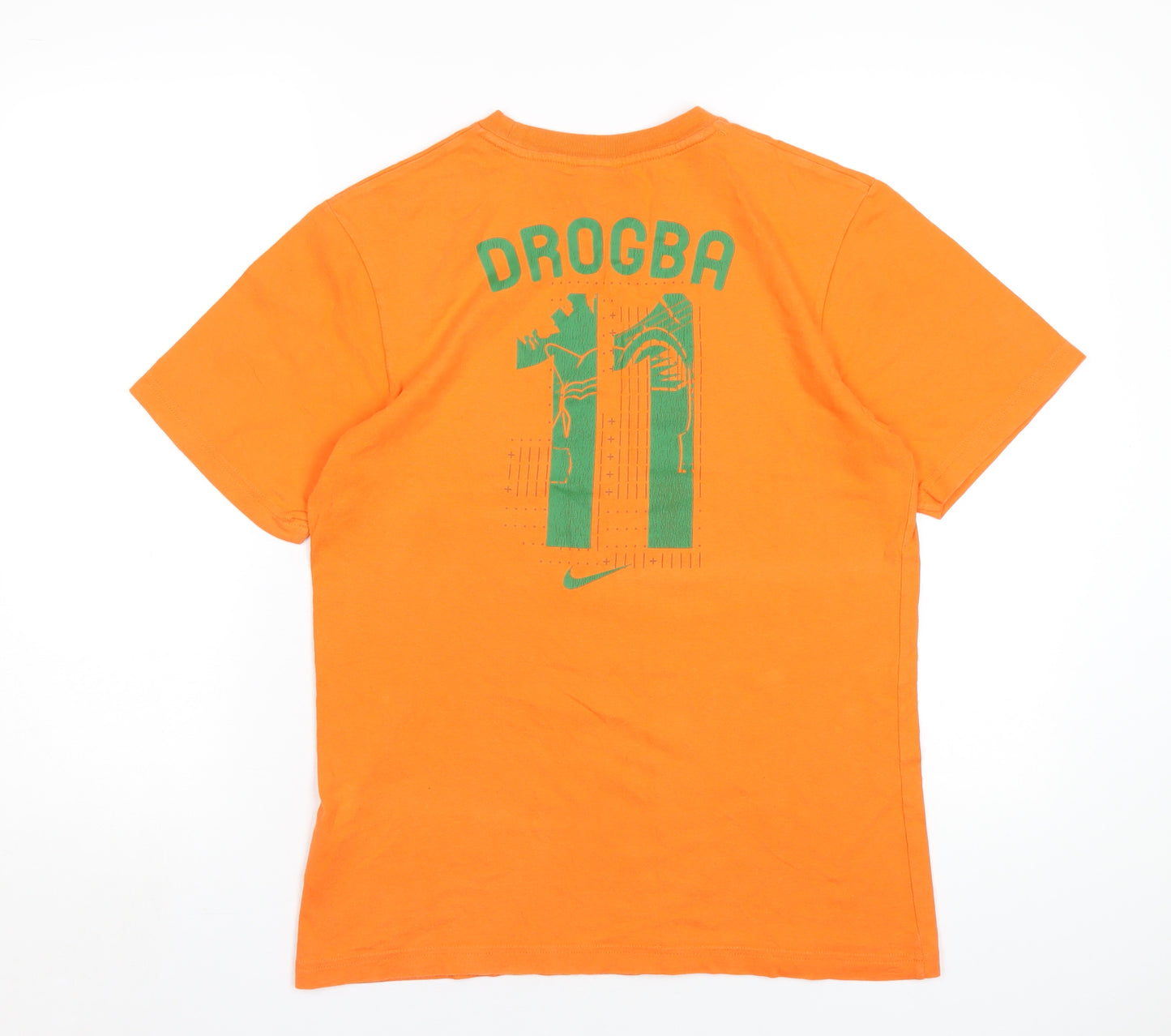 Nike Mens Orange Cotton T-Shirt Size S Round Neck - Cote D'Ivoire Drogba