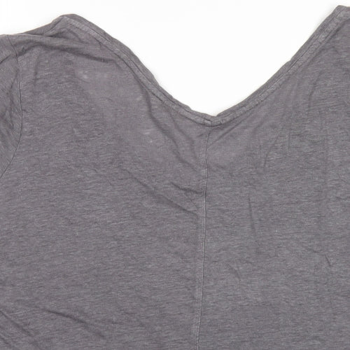 Boden Womens Grey Linen Basic T-Shirt Size 22 V-Neck