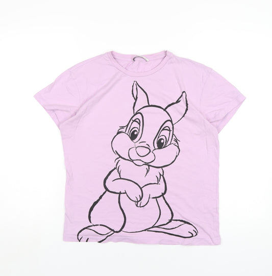 Disney Womens Purple Cotton Basic T-Shirt Size 12 Round Neck - Bambi