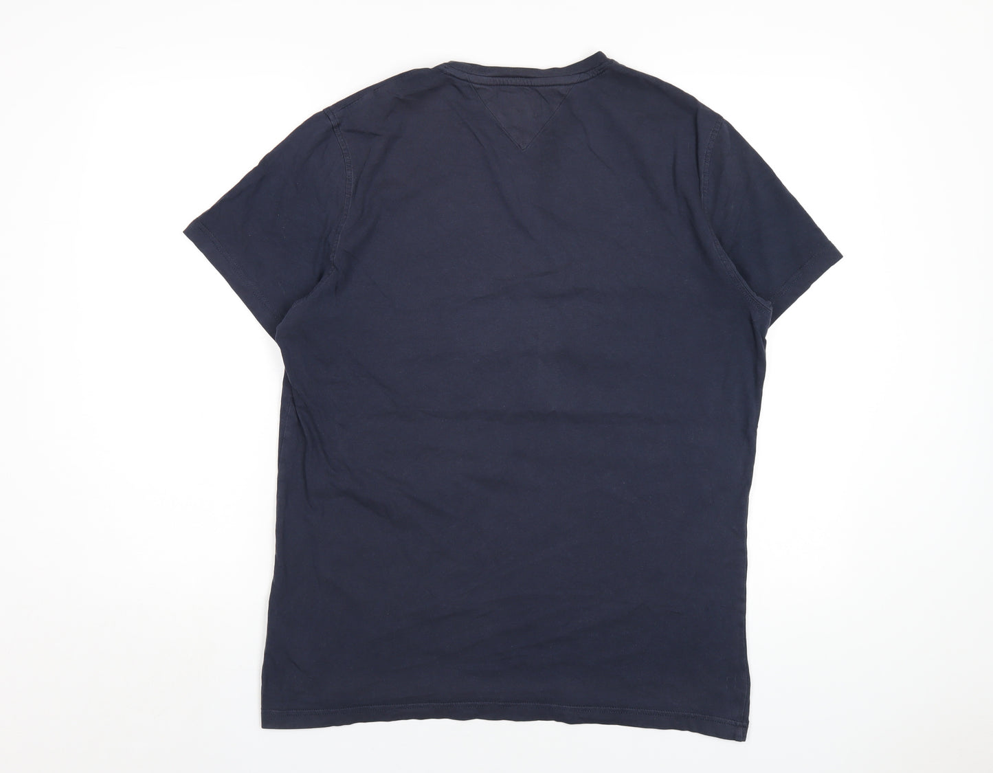 Tommy Hilfiger Mens Blue Cotton T-Shirt Size XL Round Neck