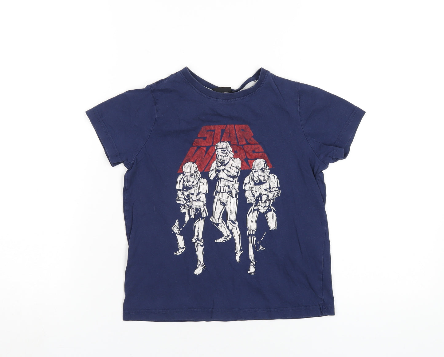 Star Wars Boys Blue Cotton Basic T-Shirt Size 7-8 Years Round Neck Pullover - Storm Trooper