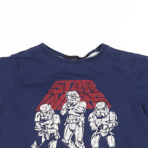 Star Wars Boys Blue Cotton Basic T-Shirt Size 7-8 Years Round Neck Pullover - Storm Trooper