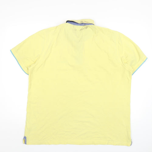 Pierre Cardin Mens Yellow Cotton Polo Size 2XL Collared Button