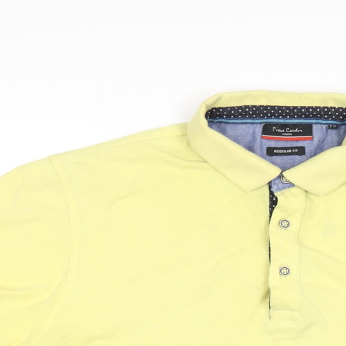 Pierre Cardin Mens Yellow Cotton Polo Size 2XL Collared Button