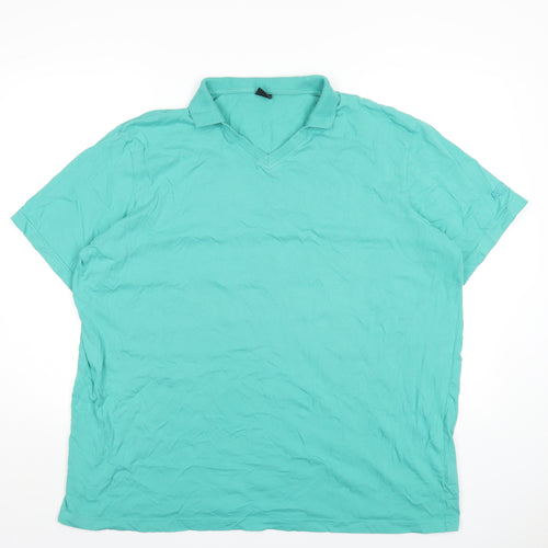 Cotton Traders Mens Green Cotton T-Shirt Size 3XL V-Neck