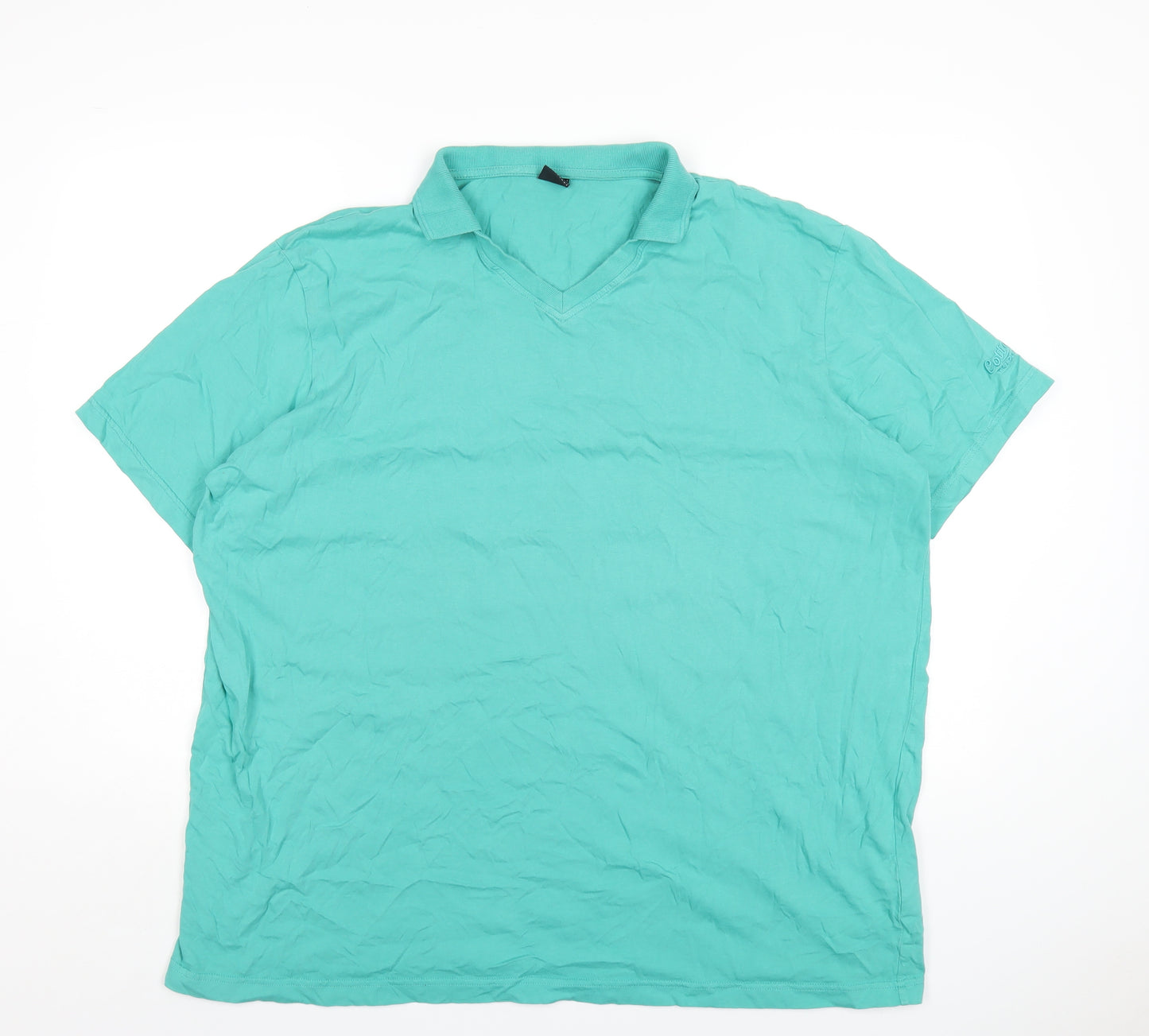 Cotton Traders Mens Green Cotton T-Shirt Size 3XL V-Neck