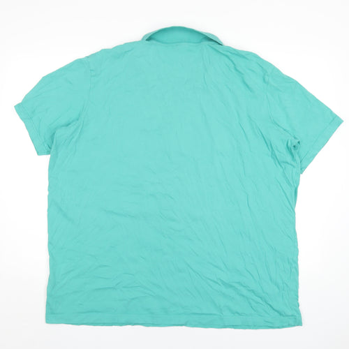 Cotton Traders Mens Green Cotton T-Shirt Size 3XL V-Neck