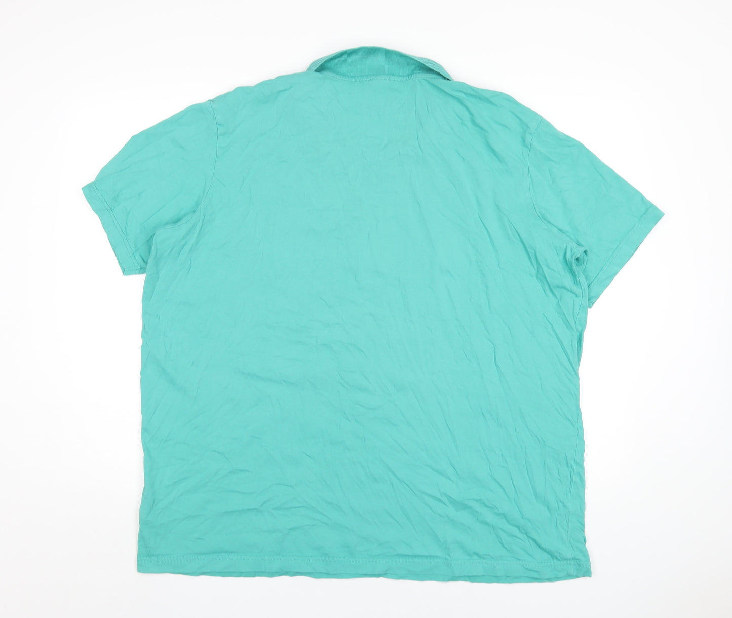 Cotton Traders Mens Green Cotton T-Shirt Size 3XL V-Neck