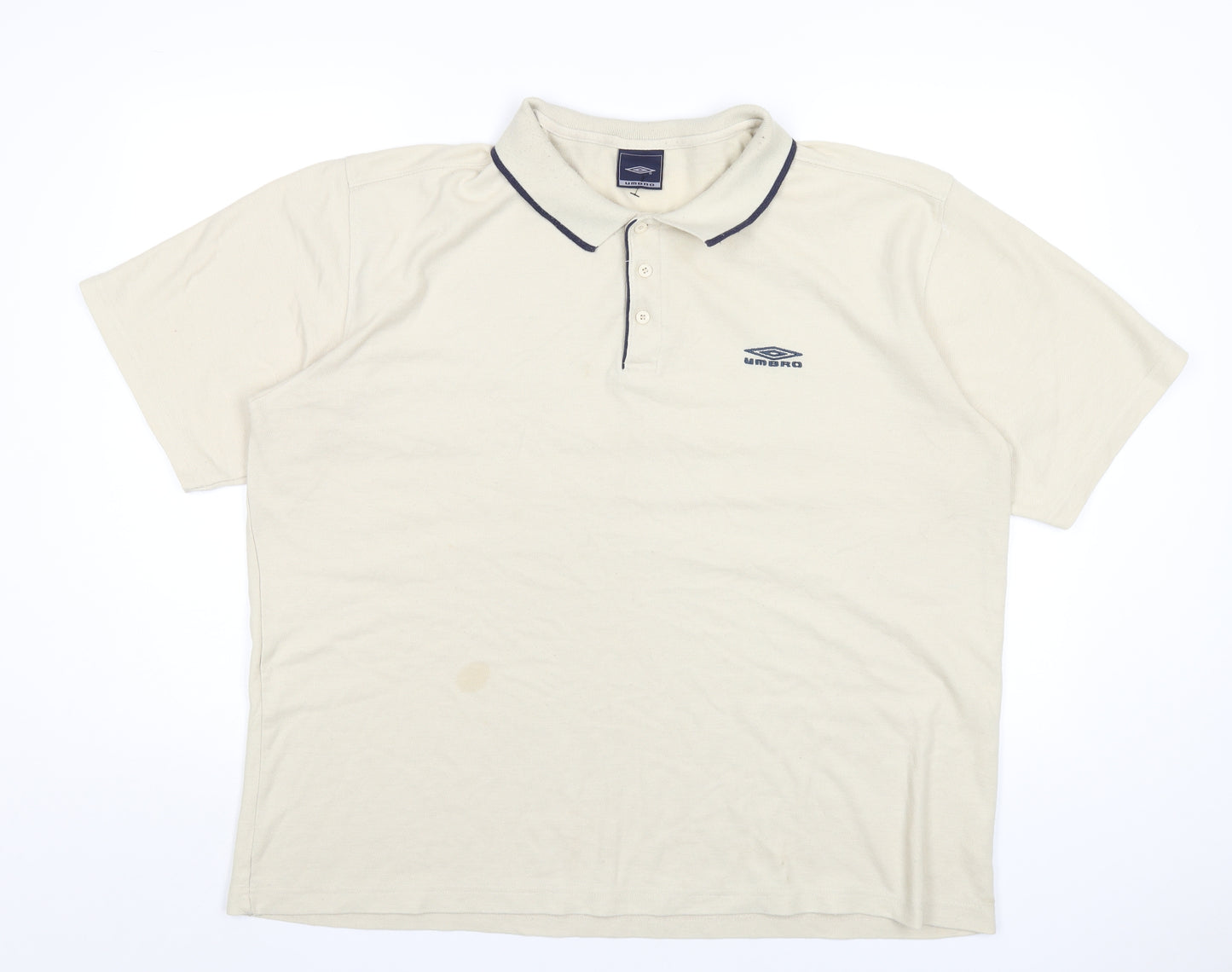 Umbro Mens Beige Polyester Polo Size 2XL Collared Button