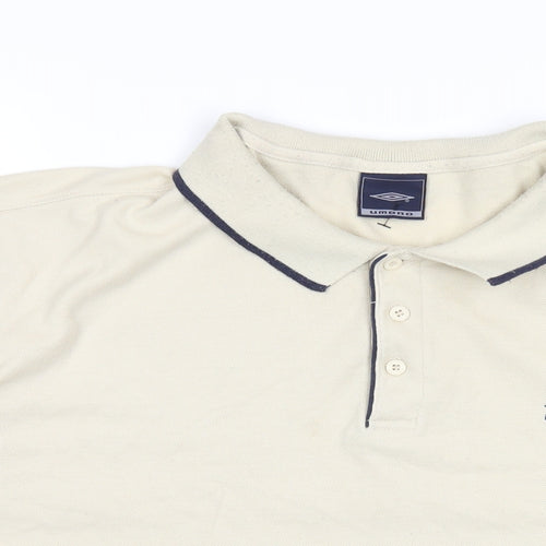 Umbro Mens Beige Polyester Polo Size 2XL Collared Button