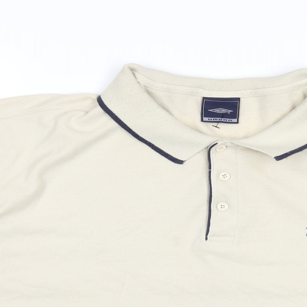 Umbro Mens Beige Polyester Polo Size 2XL Collared Button